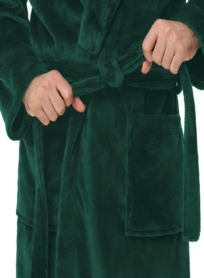 Yurhap Mens Fleece Robe, Soft Plush Robe for Men, Fluffy Bathrobe with Belt & 2 Pockets, Green, 2X-3X - Image 4